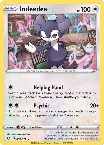 Indeedee (056/072), Shining Fates — Pokémon card price