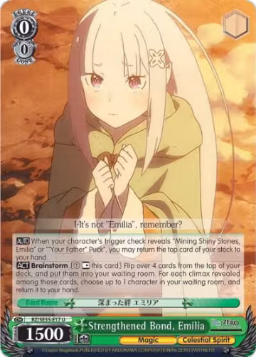 Strengthened Bond, Emilia (RZ/SE35-E17 U), ZERO: The Frozen Bond — Weiß Schwarz card price