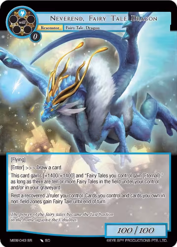 Neverend, Fairy Tale Dragon (MSW-043), The Magic Stone War - Zero — Force of Will card price