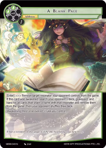 A Blank Page (MSW-049), The Magic Stone War - Zero — Force of Will card price
