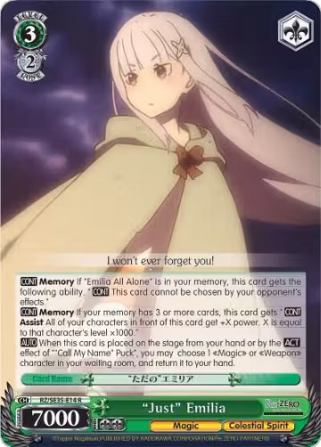 "Just" Emilia (RZ/SE35-E14 R), ZERO: The Frozen Bond — Weiß Schwarz card price
