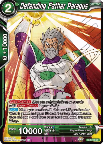 Defending Father Paragus (Reprint) (SD8-04), Battle Evolution Booster — DB Super card price