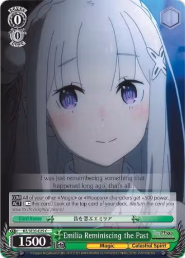 Emilia Reminiscing the Past (RZ/SE35-E25 C), ZERO: The Frozen Bond — Weiß Schwarz card price