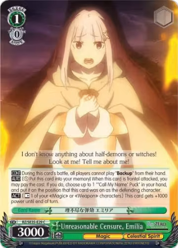 Unreasonable Censure, Emilia (RZ/SE35-E29 C), ZERO: The Frozen Bond — Weiß Schwarz card price
