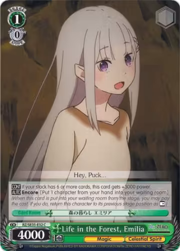 Life in the Forest, Emilia (RZ/SE35-E32 C), ZERO: The Frozen Bond — Weiß Schwarz card price