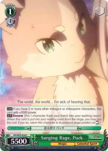 Surging Rage, Puck (RZ/SE35-E34 C), ZERO: The Frozen Bond — Weiß Schwarz card price