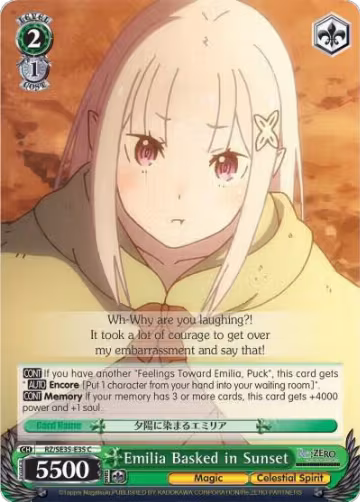 Emilia Basked in Sunset (RZ/SE35-E35 C), ZERO: The Frozen Bond — Weiß Schwarz card price