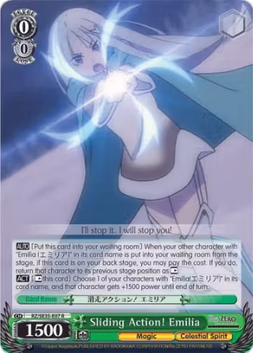Sliding Action! Emilia (Parallel Foil) (RZ/SE35-E07 R), ZERO: The Frozen Bond — Weiß Schwarz card price