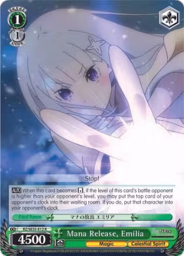 Mana Release, Emilia (Parallel Foil) (RZ/SE35-E12 R), ZERO: The Frozen Bond — Weiß Schwarz card price