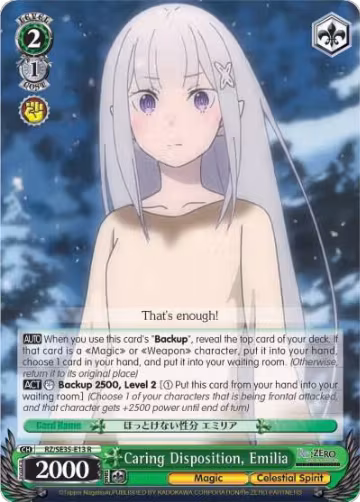 Caring Disposition, Emilia (Parallel Foil) (RZ/SE35-E13 R), ZERO: The Frozen Bond — Weiß Schwarz card price
