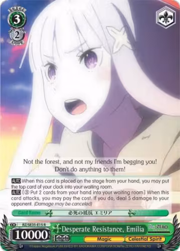 Desperate Resistance, Emilia (Parallel Foil) (RZ/SE35-E15 R), ZERO: The Frozen Bond — Weiß Schwarz card price