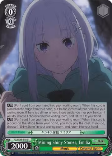 Mining Shiny Stones, Emilia (Parallel Foil) (RZ/SE35-E18 U), ZERO: The Frozen Bond — Weiß Schwarz card price