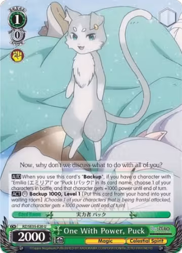 One With Power, Puck (Parallel Foil) (RZ/SE35-E20 U), ZERO: The Frozen Bond — Weiß Schwarz card price