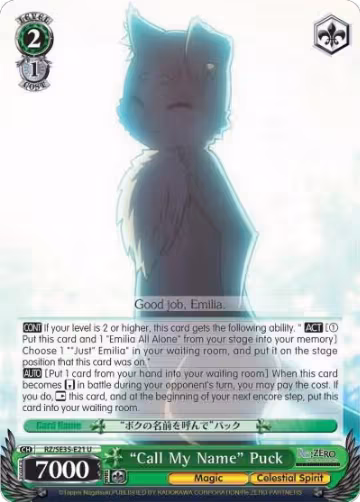 "Call My Name" Puck (Parallel Foil) (RZ/SE35-E21 U), ZERO: The Frozen Bond — Weiß Schwarz card price