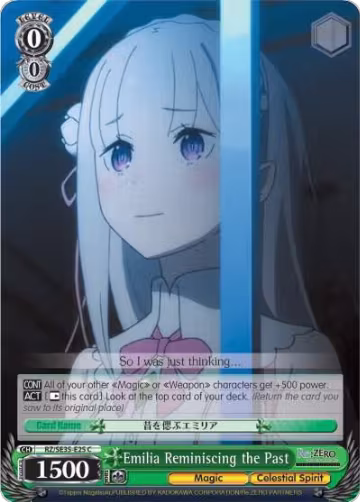 Emilia Reminiscing the Past (Parallel Foil) (RZ/SE35-E25 C), ZERO: The Frozen Bond — Weiß Schwarz card price