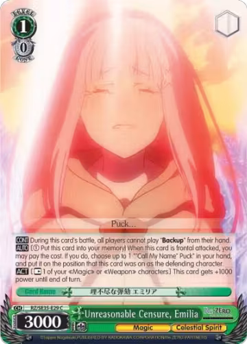 Unreasonable Censure, Emilia (Parallel Foil) (RZ/SE35-E29 C), ZERO: The Frozen Bond — Weiß Schwarz card price