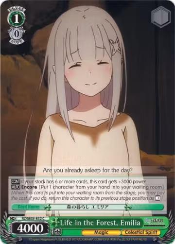 Life in the Forest, Emilia (Parallel Foil) (RZ/SE35-E32 C), ZERO: The Frozen Bond — Weiß Schwarz card price