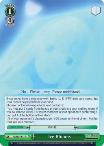 Ice Blooms (Parallel Foil) (RZ/SE35-E37 U), ZERO: The Frozen Bond — Weiß Schwarz card price
