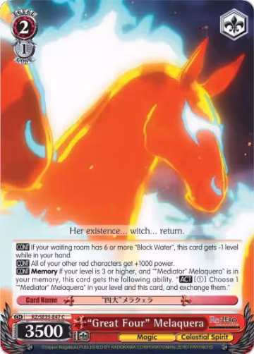 "Great Four" Melaquera (Parallel Foil) (RZ/SE35-E47 C), ZERO: The Frozen Bond — Weiß Schwarz card price
