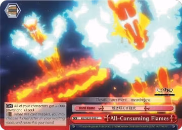 All-Consuming Flames (Parallel Foil) (RZ/SE35-E49 U), ZERO: The Frozen Bond — Weiß Schwarz card price