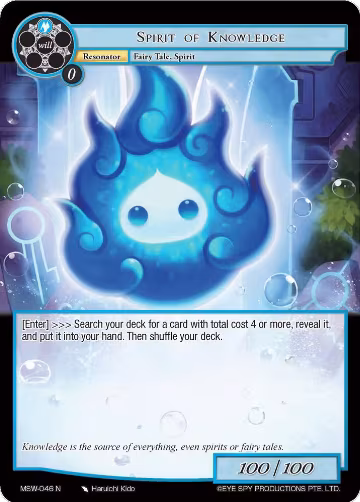 Spirit of Knowledge (MSW-046), The Magic Stone War - Zero — Force of Will card price