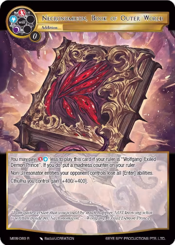 Necronomicon, Book of Outer World (MSW-089), The Magic Stone War - Zero — Force of Will card price