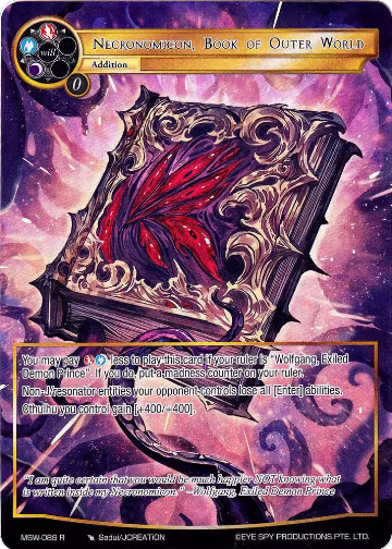 Necronomicon, Book of Outer World (Full Art) (MSW-089), The Magic Stone War - Zero — Force of Will card price