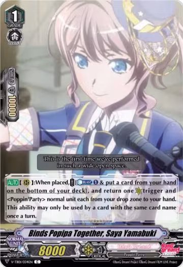 Binds Popipa Together, Saya Yamabuki (V-TB01/034EN), V-TB01: BanG Dream! FILM LIVE — Vanguard card price