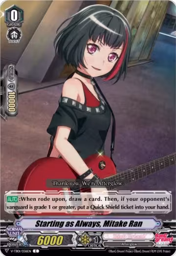 Starting as Always, Mitake Ran (V-TB01/036EN), V-TB01: BanG Dream! FILM LIVE — Vanguard card price