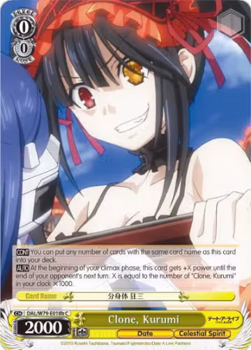 Clone, Kurumi (B) (DAL/W79-E018b C), Date A Live — Weiß Schwarz card price