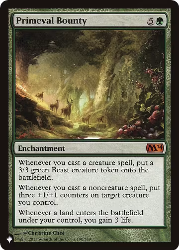 Primeval Bounty (190/249), The List Reprints — Magic card price