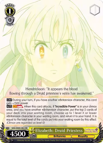 Elizabeth: Druid Priestess (SDS/SX03-002 RR), The Seven Deadly Sins — Weiß Schwarz card price