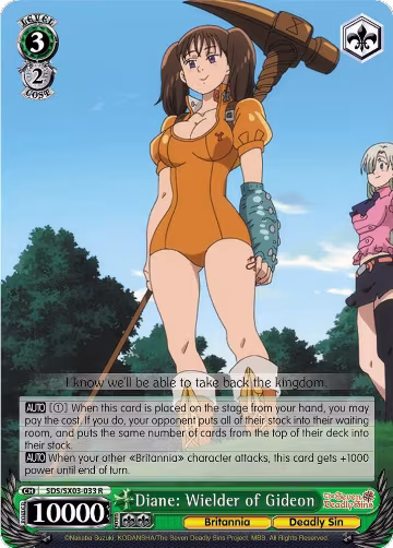 Diane: Wielder of Gideon (SDS/SX03-033 R), The Seven Deadly Sins — Weiß Schwarz card price