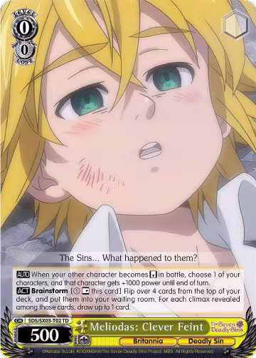 Meliodas: Clever Feint (SDS/SX03-T02 TD), The Seven Deadly Sins — Weiß Schwarz card price