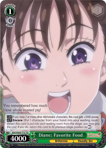Diane: Favorite Food (SDS/SX03-T15 TD), The Seven Deadly Sins — Weiß Schwarz card price