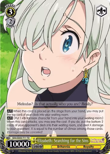 Elizabeth: Searching for the Sins (SDS/SX03-T11 TD), The Seven Deadly Sins — Weiß Schwarz card price