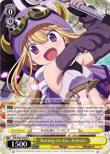 Raring to Go, Felicia (MR/W80-E004 R), Magia Record: Puella Magi Madoka Magica [Side Story] (Anime) — Weiß Schwarz card price