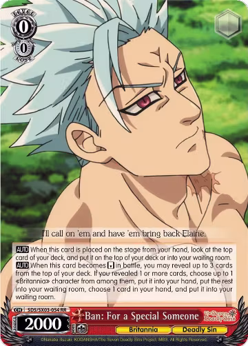 Ban: For a Special Someone (SDS/SX03-054 RR), The Seven Deadly Sins — Weiß Schwarz card price