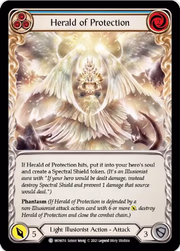 Herald of Protection (Blue) (MON016), Monarch — Flesh & Blood card price