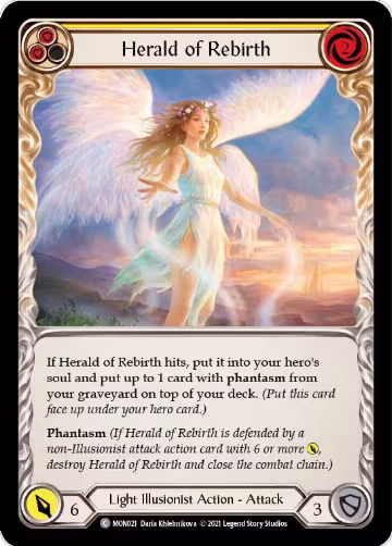 Herald of Rebirth (Yellow) (MON021), Monarch — Flesh & Blood card price