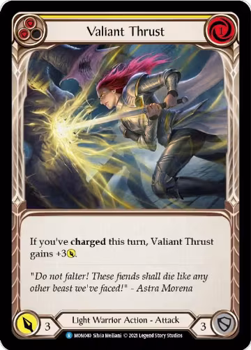Valiant Thrust (Yellow) (MON040), Monarch — Flesh & Blood card price