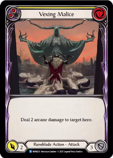 Vexing Malice (Yellow) (MON233), Monarch — Flesh & Blood card price