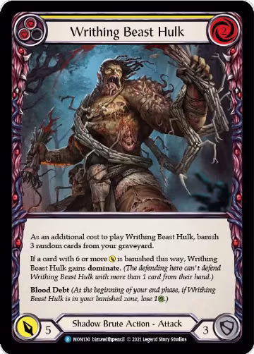 Writhing Beast Hulk (Yellow) (MON130), Monarch — Flesh & Blood card price