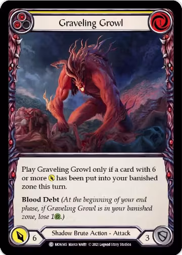 Graveling Growl (Yellow) (MON145), Monarch — Flesh & Blood card price