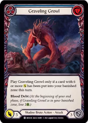 Graveling Growl (Blue) (MON146), Monarch — Flesh & Blood card price