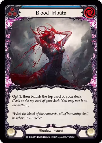 Blood Tribute (Blue) (MON217), Monarch — Flesh & Blood card price