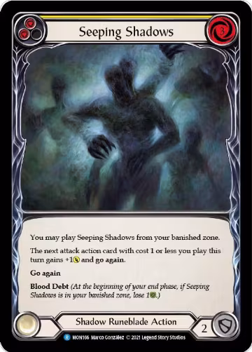 Seeping Shadows (Yellow) (MON166), Monarch — Flesh & Blood card price