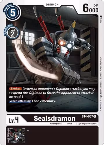 Sealsdramon (BT4-067 U), Great Legend — Digimon card price