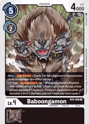 Baboongamon (BT4-068 U), Great Legend — Digimon card price
