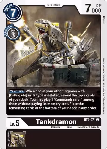 Tankdramon (BT4-071 C), Great Legend — Digimon card price